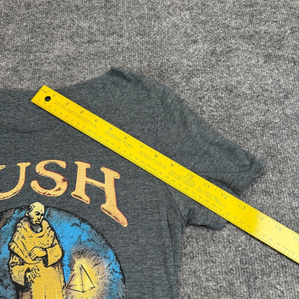Rush Caress of Steel Shirt Adult S/M Heather Grey Cut Neck Distressed Band Tee - Picture 5 of 7